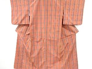 アンティーク　格子織り出し米沢紬着物